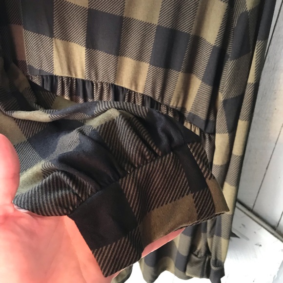 Boutique Olive Buffalo Plaid Hacci Knit Top - Picture 3 of 8
